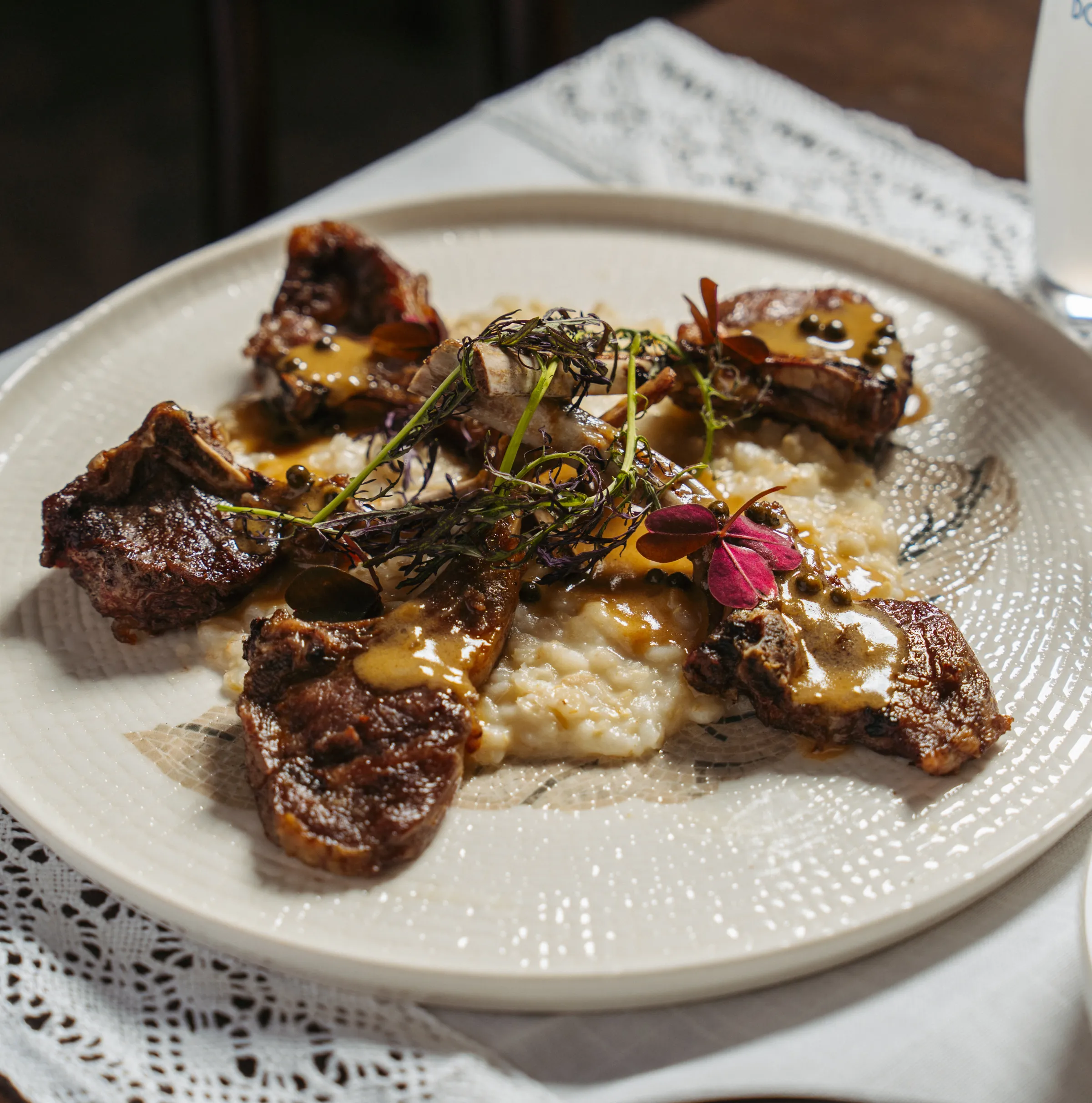 Herb & Wood signature dishes Lamb Lollipops
Grilled Iberico Pork "Secreto"
Roasted Branzino